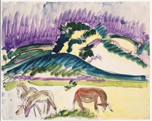 Kumulların Yanındaki Meradaki İnekler, 1913 by Ernst Ludwig Kirchner