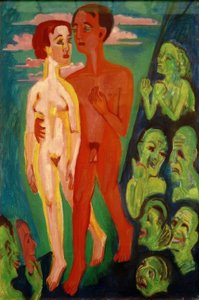 İnsanların önünde çift by Ernst Ludwig Kirchner