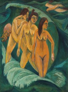 Üç banyocu. 1913 by Ernst Ludwig Kirchner