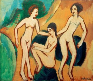 Sahilde üç yüzücü by Ernst Ludwig Kirchner