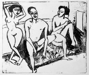 Üç Siyah Nü by Ernst Ludwig Kirchner