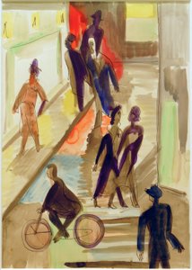 E.L. Kirchner, bisikletli sokak sahnesi by Ernst Ludwig Kirchner