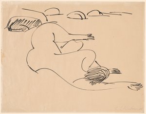 Erna Sahilde Kayaların Arasında Yatarken by Ernst Ludwig Kirchner