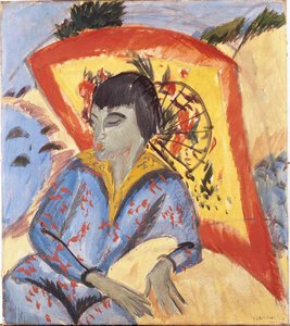 Japon Şemsiyeli Erna, 1913. by Ernst Ludwig Kirchner