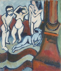 Dört Ahşap Heykel (rekto) by Ernst Ludwig Kirchner