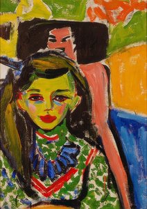 Franzi oymalı bir sandalyenin önünde. 1910 by Ernst Ludwig Kirchner