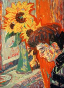 Ayçiçeği önünde kadının kafası by Ernst Ludwig Kirchner