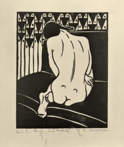 Arkadan görülen çömelme hareketi by Ernst Ludwig Kirchner
