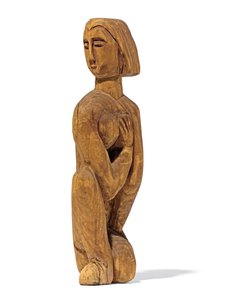 diz çökmüş, başı sola dönük, sağ el sol memede; Diz çökmüş, Başı Sola Dönmüş, Sağ El Sol Göğüste, 1912 by Ernst Ludwig Kirchner