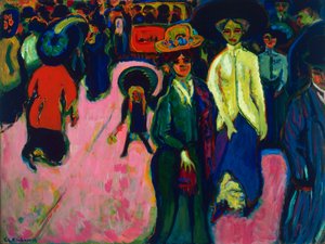Sokak, Dresden (Almanya). Ernst Ludwig Kirchner (1880-1938), tuval üzerine yağlı boya tablosu by Ernst Ludwig Kirchner