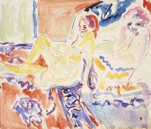 oturmak ve yalan söylemek by Ernst Ludwig Kirchner