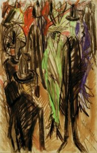 Yeşil bir bayanla sokak sahnesi by Ernst Ludwig Kirchner