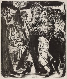Dans eden köylü çift. 1920 by Ernst Ludwig Kirchner