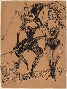 Bir Kedi ile İki Dansçı by Ernst Ludwig Kirchner