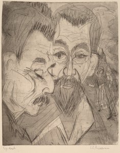 İki Köylü Kafası by Ernst Ludwig Kirchner