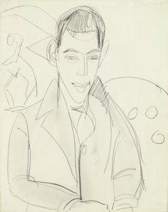 Genç Şair (Simon Guttmann), 1911 (kağıt üzerinde grafit) by Ernst Ludwig Kirchner