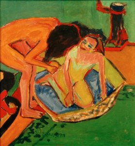 Küvetli ve fırınlı iki nü by Ernst Ludwig Kirchner