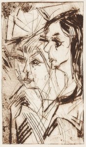 İki kız kafası. 1919 by Ernst Ludwig Kirchner