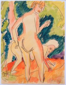 iki kız banyo by Ernst Ludwig Kirchner