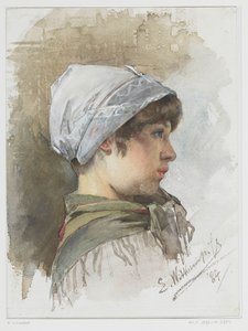 Profilde genç bir kızın başının incelenmesi by Ernst Witkamp