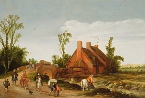 Yolda Yolcuların Olduğu Ormanlık Bir Manzara, 1624 by Esaias van de Velde