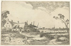 Bir yolda çiftlik yapın ve tarlaları görüntüleyin Peyzaj manzaraları (dizi başlığı) by Esaias van de Velde
