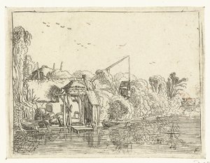 Bir nehir kıyısında bira fabrikası Küçük manzaralar (dizi başlığı) by Esaias van de Velde