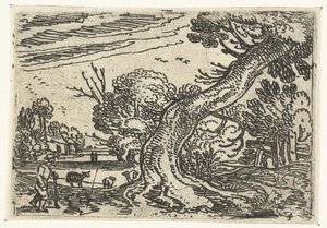 Sarkan bir ağacın yanında çoban Küçük manzaralar (dizi başlığı) by Esaias van de Velde