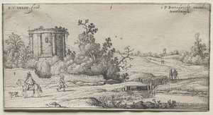 Manzaralar: Bir Roma Tapınağı Harabeleri ile Manzara by Esaias van de Velde