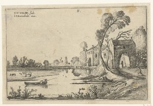 Bir nehir ve kapı evi ile manzara Manzaralar (dizi başlığı) by Esaias van de Velde