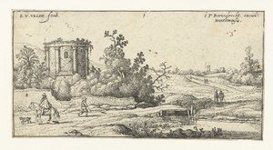 Bir Roma tapınağının kalıntılarıyla dolu manzara Manzaralar (dizi başlığı) by Esaias van de Velde