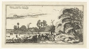 Lisse yakınlarındaki bir yolda binici ve yürüyüşçüler Manzaralar (dizi başlığı) by Esaias van de Velde