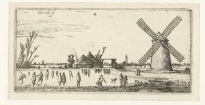 Penningsveer yakınlarındaki bir değirmende buz üzerinde patenciler Manzaralar (dizi başlığı) by Esaias van de Velde