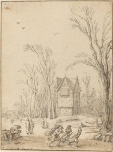 Donmuş Gölde Paten Yapan Köylüler by Esaias van de Velde