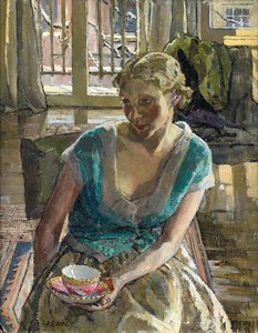 Kışın Çay (tuval üzerine yağlı boya) by Ethel Gabain