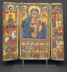 Bakire ve Çocuğun Merkezi Görüntüsü ile Üç Parçalı Simge, 1682-99 by Ethiopian School