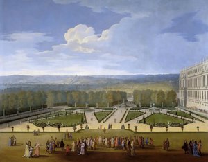 Louis XIV ve Versailles Bahçelerinde Bir Gezinti Yolundaki Mahkemesi