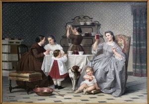 Reçel, ayrıca Le gouter de famille diyor. Eugene Ronjat (1822-1912) tarafından yapılan tablo, tuval üzerine yağlıboya, yaklaşık 1860. 19. yüzyıl Fransız Sanatı. Viyana Güzel Sanatlar Müzesi (Isere).