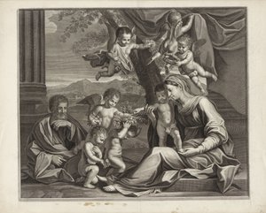 Putti ile Kutsal Aile by Etienne Baudet (possibly)