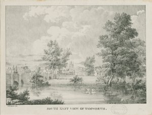 Tamworth - Güneyden Uzak Görünüm: litografi, nd [1796-1865]
