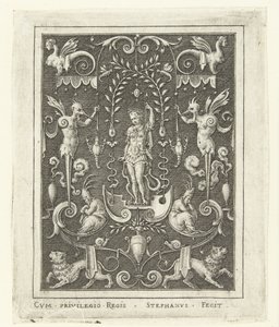 Apollon Grotesk çerçeveli tanrı figürlü yüzey süslemeleri (sonraki versiyon) (seri başlığı) by Etienne Delaune