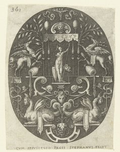 Bir gölgelik altında Bellona Grotesklerle çevrili tanrılı ovaller (seri başlığı) by Etienne Delaune