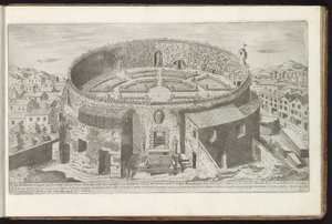 Roma'da peyzajlı bir bahçeye sahip Augustus Mozolesi Eski binalar (seri başlığı) Stefano Du Perac Parisino'daki perspektifte dell'antichità di Roma raccolti et ritratti (nesne üzerinde seri başlığı)