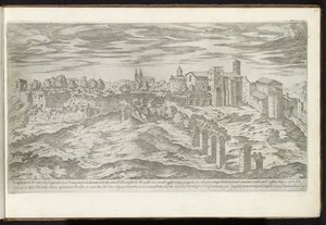 Monte Celio te Roma Bouwwerken uit de oudheid (dizi adı) Stefano Du Perac Parisino tarafından toplanan antik Roma kalıntıları ve perspektifte portreler (nesne üzerine seri başlığı) by Etienne Duperac