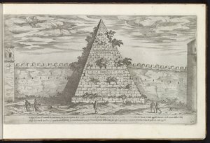 Piramide van Cestius te Rome Bouwwerken uit de oudheid (seri başlığı) Stefano Du Perac Parisino'nun bakış açısına göre Roma raccolti et ritratti'nin izini sürdüm (nesne üzerinde seri başlığı) by Etienne Duperac