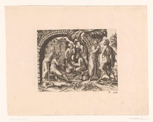 Çorbasına ve eline üfleyen satir ve köylünün masalı by Etienne Dupérac (attributed to)