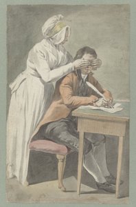 Kız bir gencin gözlerini kapatır by Étienne Jeaurat