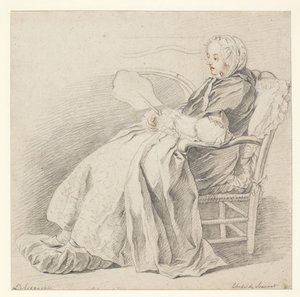 LAccouchée için çalışma, c.1750 (kağıt üzerinde tebeşir)