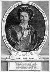 Bernard Le Bovier de Fontenelle, French author (engraving) by Etienne Jehandier (after) Desrochers