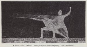 Kılıç darbesiyle ilgili hareketi gösteren kronofotoğraf (gravür) by Etienne Jules Marey